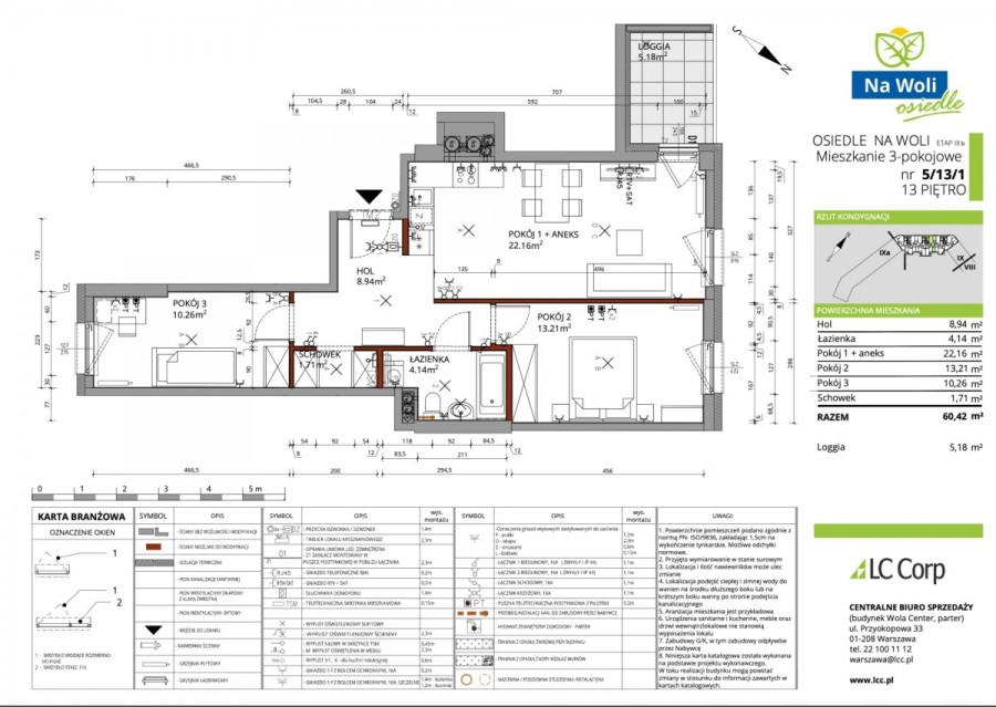 Warszawa, Wola, Fort Wola, 60m2/FORT WOLA/3pok./13 piętro/3xklimatyzacja